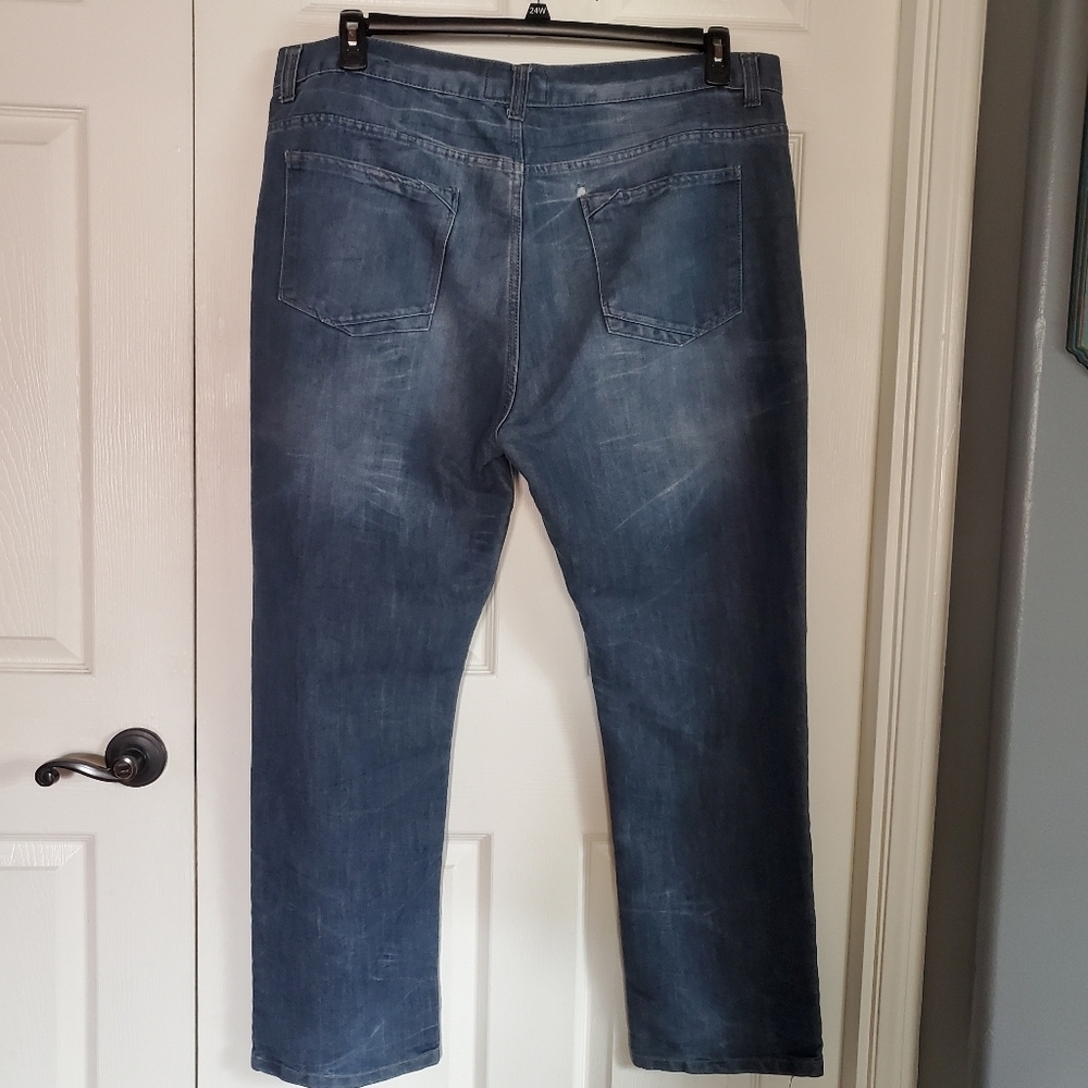 Free Planet Denim Blue Jeans Straight Leg Men's Size 40WX32L - Picture 5 of 12